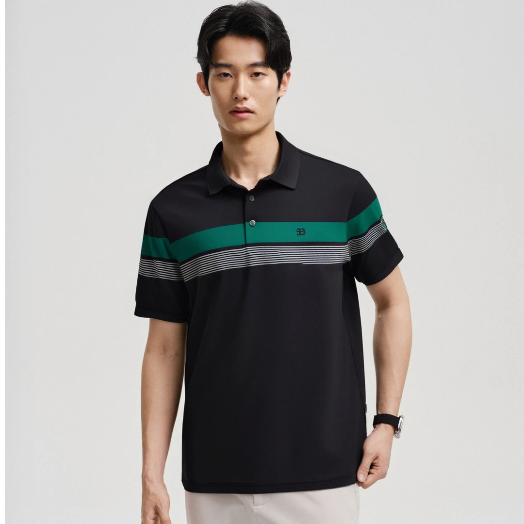 BOSSSUNWEN/博斯·绅威25夏季Polo衫男装翻领舒适休闲撞色商务