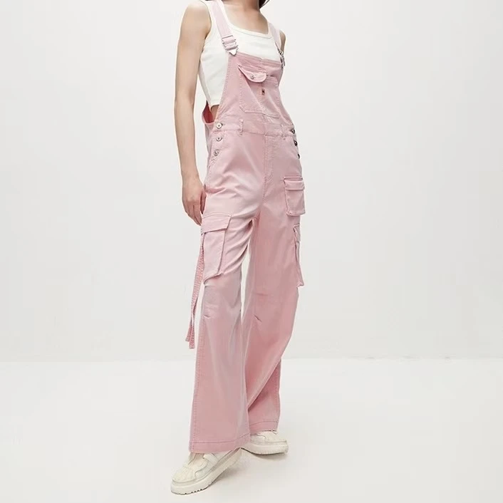 闪闪兒 O**Y春季多巴胺辣妹高腰背带工装长裤休闲裤女2034