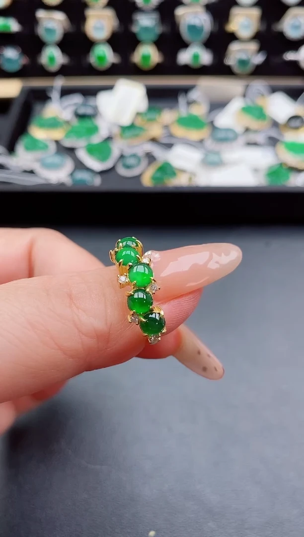 银S925镶嵌戒指翡翠1