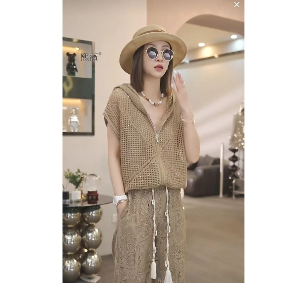 熙薇【卡布奇诺】2025春夏新款时尚百搭休闲设计师毛衣上衣H2153