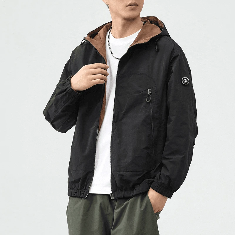 W0002双面特工 秋冬七防双面穿奥粒绒冲锋衣面料外套连帽防风夹克