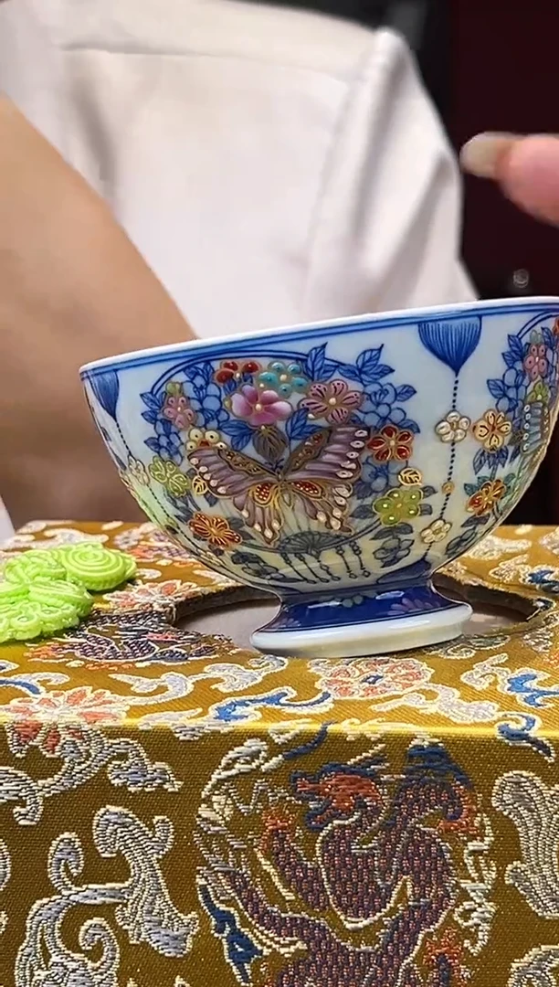 浮梁瓷局青花蝶恋花语单杯