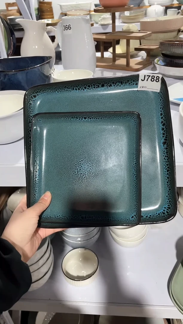 【闪购商品】碗微瑕（2件套）绿色大小方盘