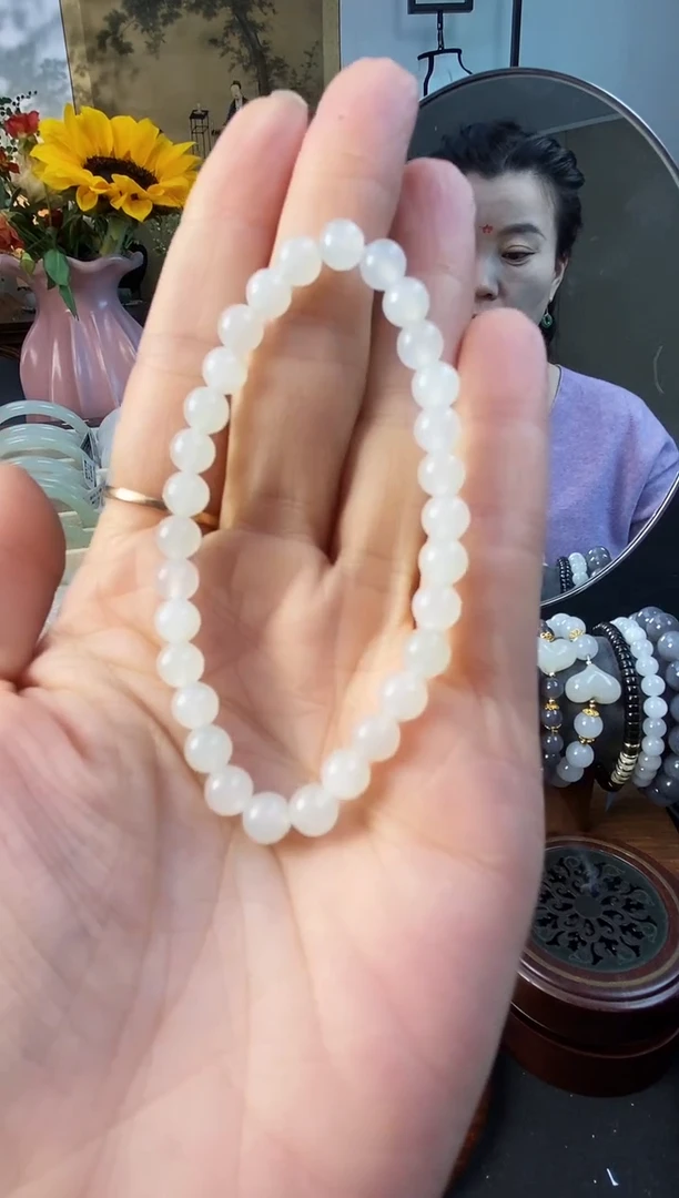 未镶嵌手链和田玉白玉5mm+手串