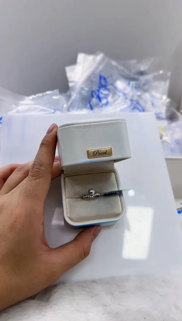 【闪购商品】海水珍珠DA银S925镶嵌c791 灰珠戒指7