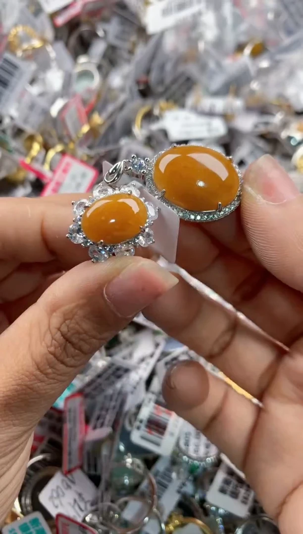 银S925镶嵌戒指翡翠555---6