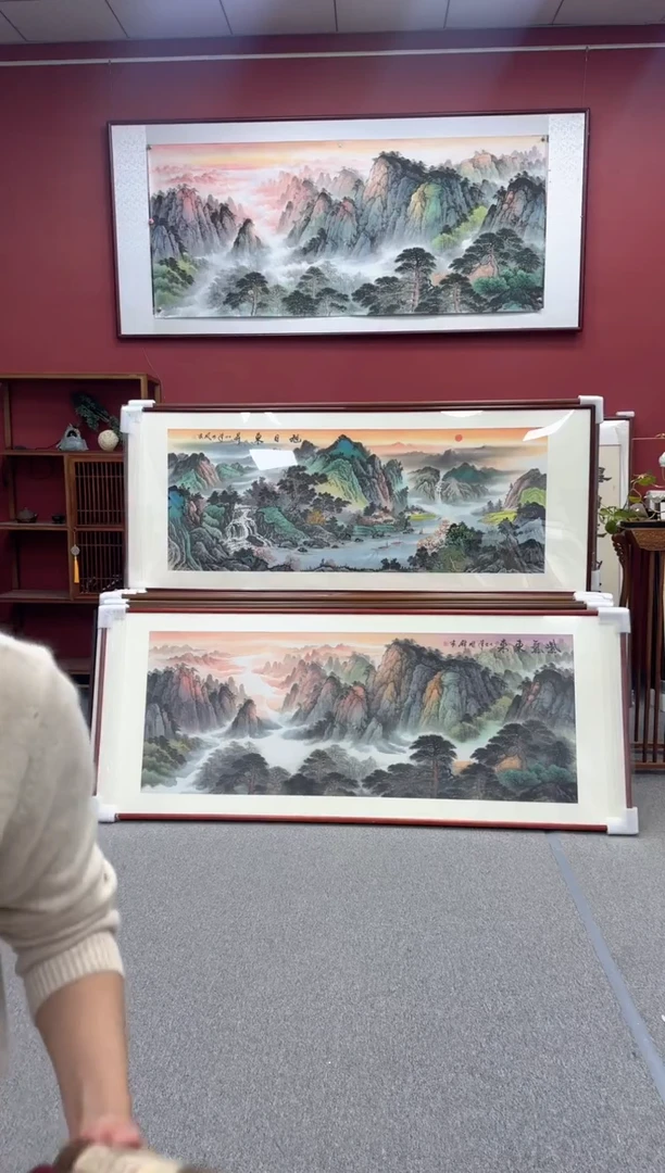 国画手绘  紫气东来 206*86