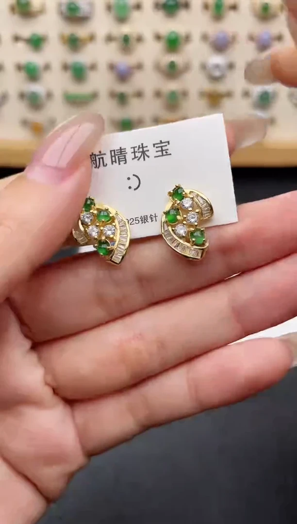 银S925镶嵌戒指翡翠一物一证一礼盒