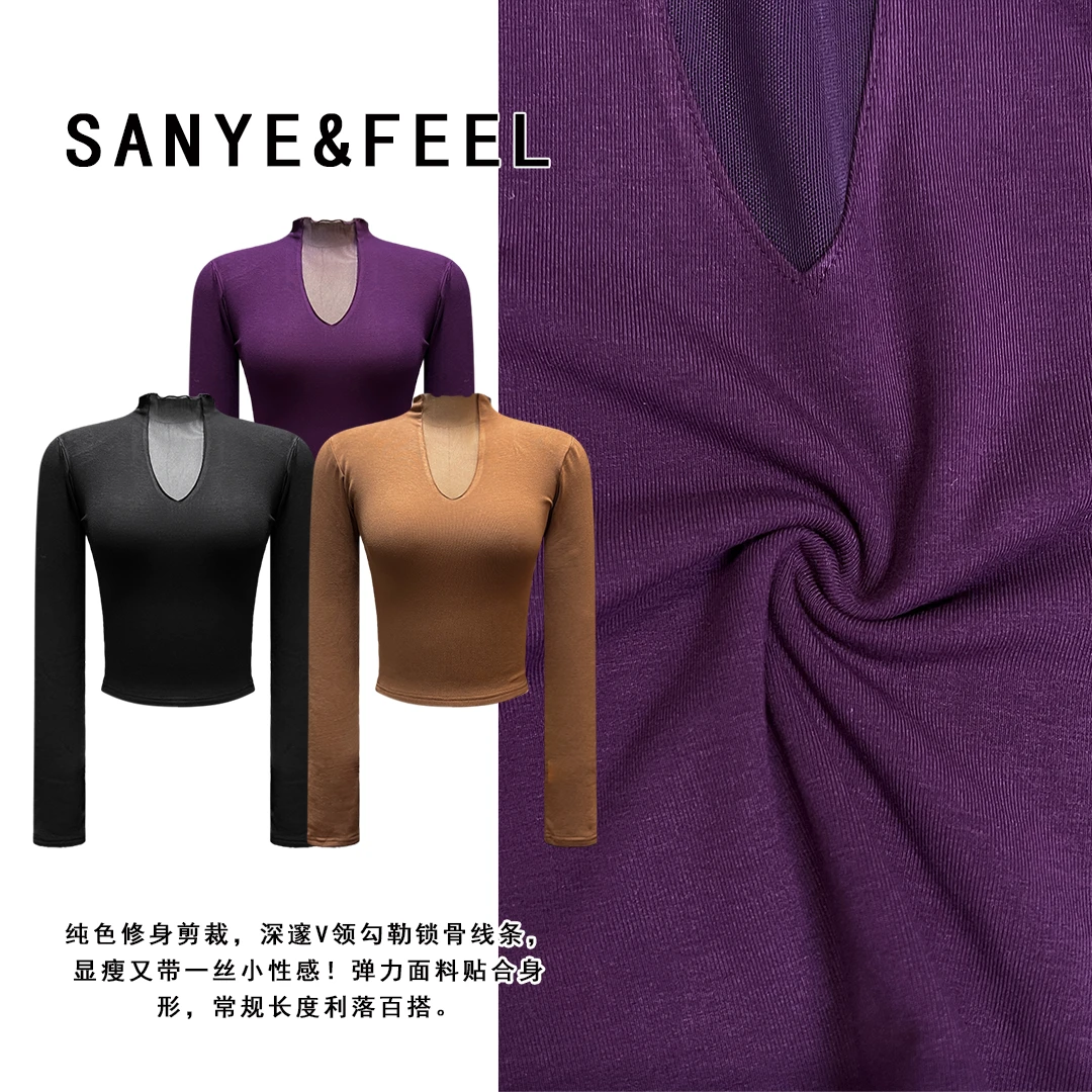 sanye&feel/妍三也【四季钟情】高级感气质修身显瘦辣妹上衣54073YX