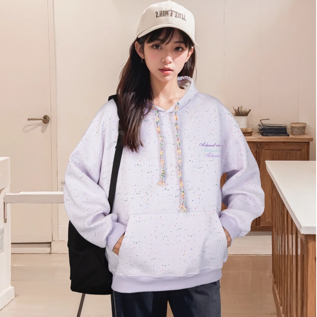 女童卫衣春装2025新款中大童春秋时髦长袖女孩春季帽子上衣潮外穿