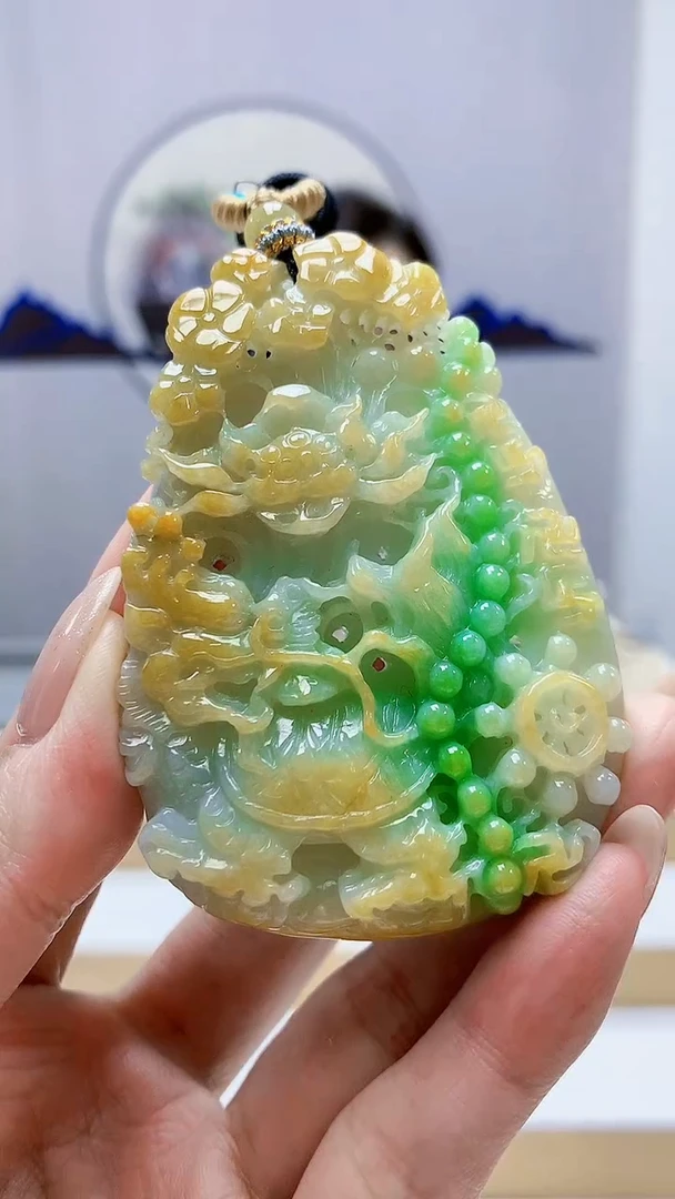 未镶嵌定制翡翠5160MM-毛货挂件98