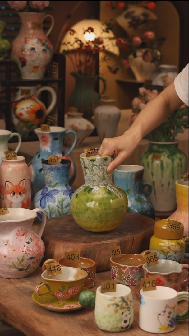 陶瓷景德镇设计师手作花器摆件侘寂风420