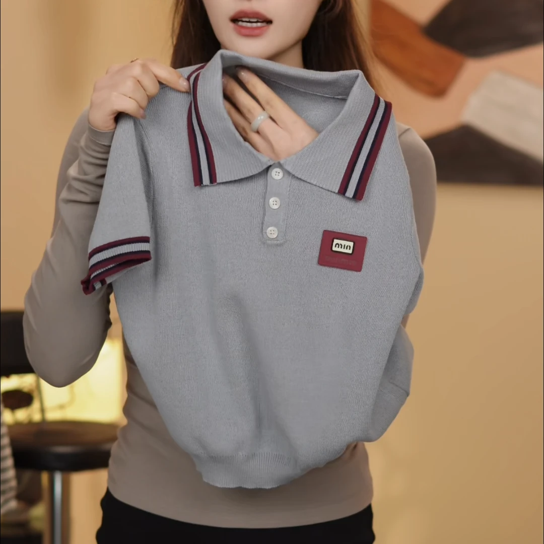 2025年新款春夏儿童冰丝休闲时尚百搭POIO衫韩版拼色短袖WL406.