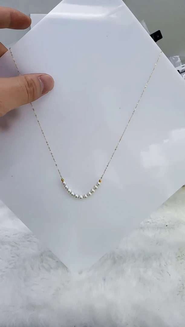 银S925镶嵌淡水珍珠DA珍珠微笑链4-5 a615
