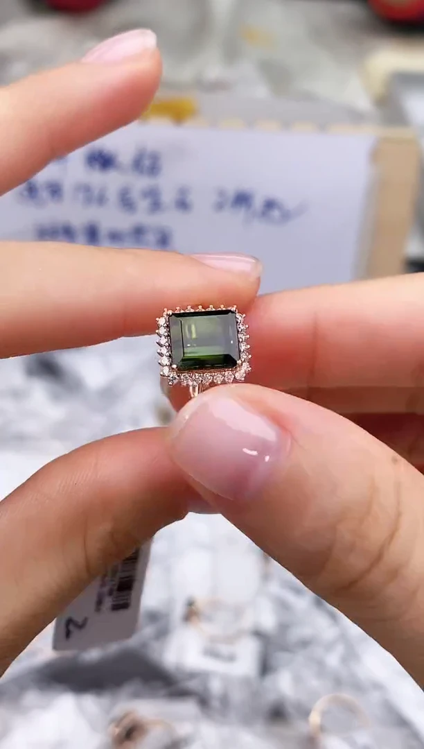 碧玺戒指18K金镶嵌高货14#