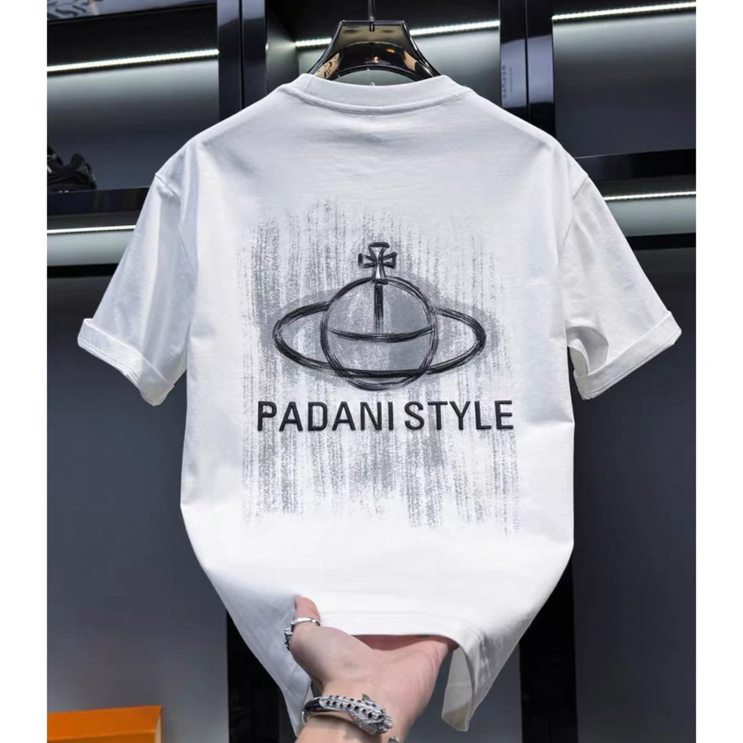 2025欧洲站高端发泡印花短袖t恤男新款夏季潮牌宽松薄款美式半袖