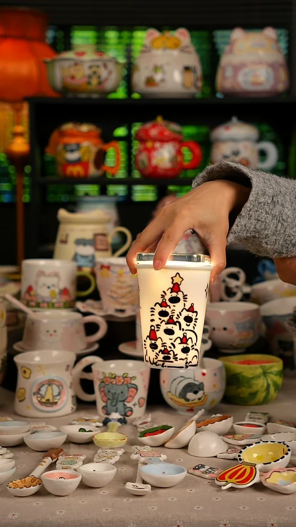 陶瓷无盖款景德镇高温釉下彩纯手绘创意瓷