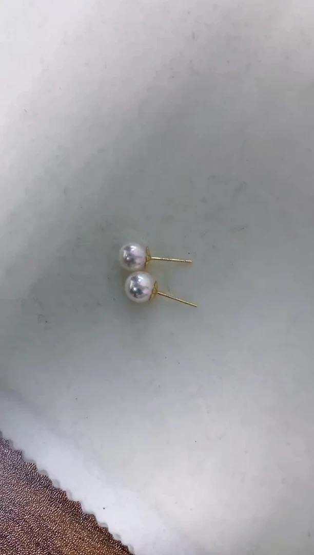 【闪购商品】海水珍珠饰品18K金镶嵌7.5-8素钉定制