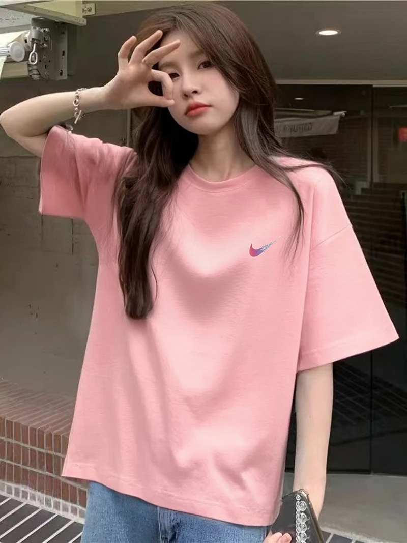 奥特莱斯官方正品纯棉短袖t恤女2025新款夏季宽松美式设计感上衣