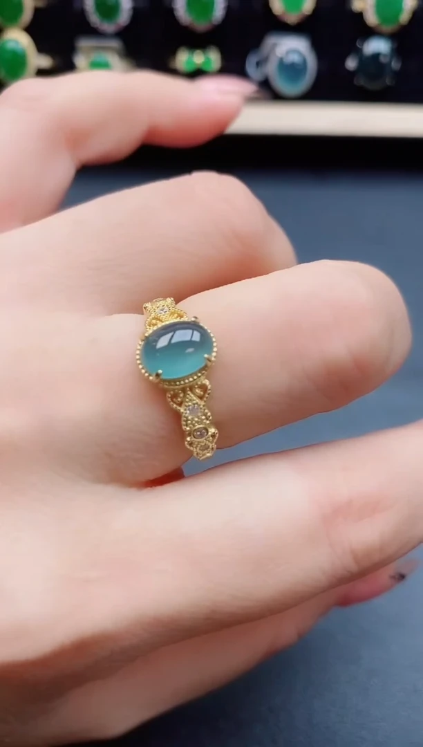 翡翠戒指银S925镶嵌5085