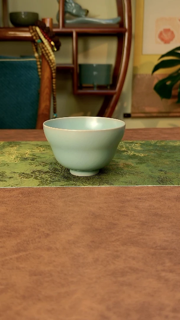 葫芦杯  青绿开片