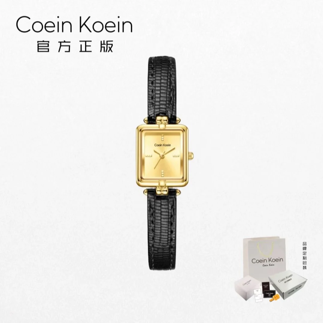 Coein Koein【官方正版】CK5288小金表中古风复古皮带手表女士腕表