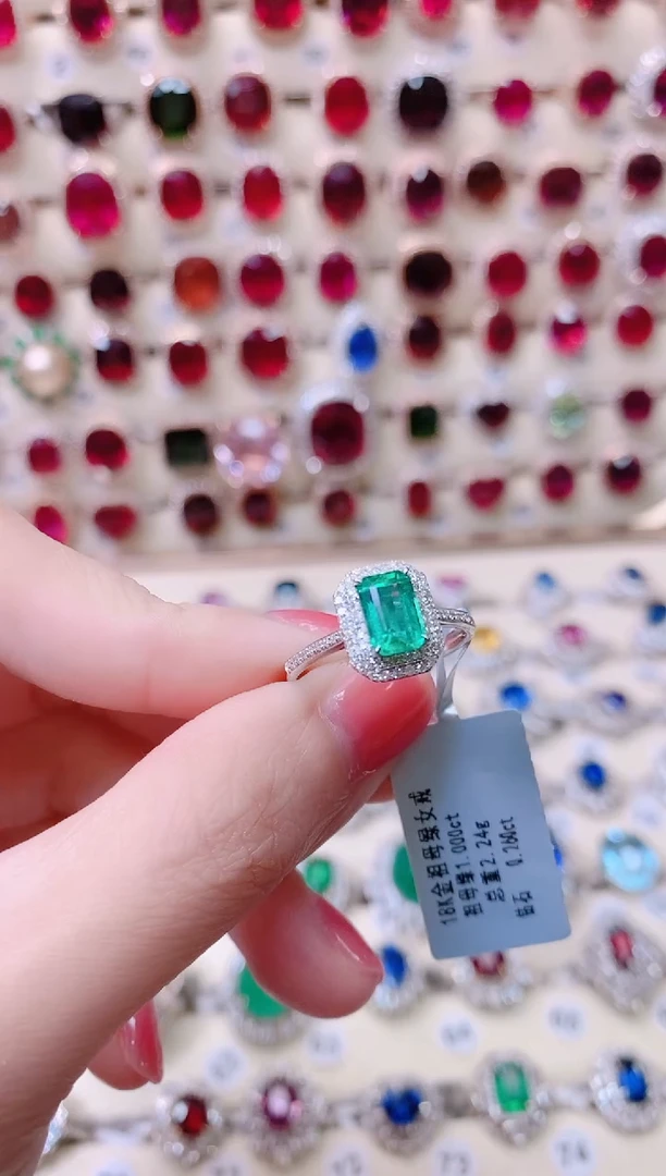 18K金镶嵌18K金戒指祖母绿安****店1