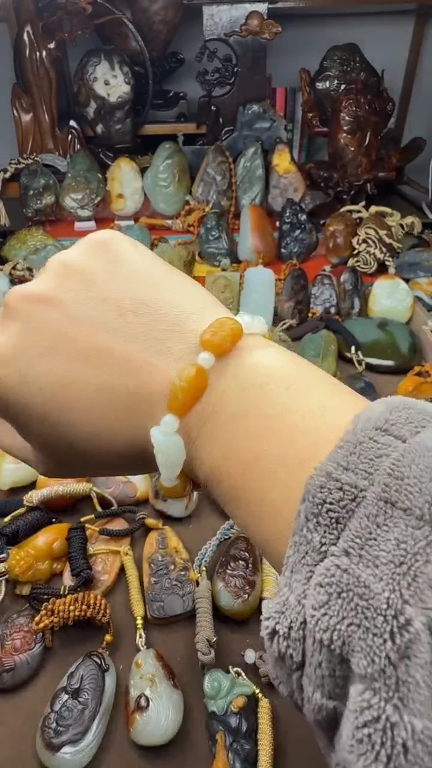 未镶嵌和田玉挂件和田玉罗汉头手串