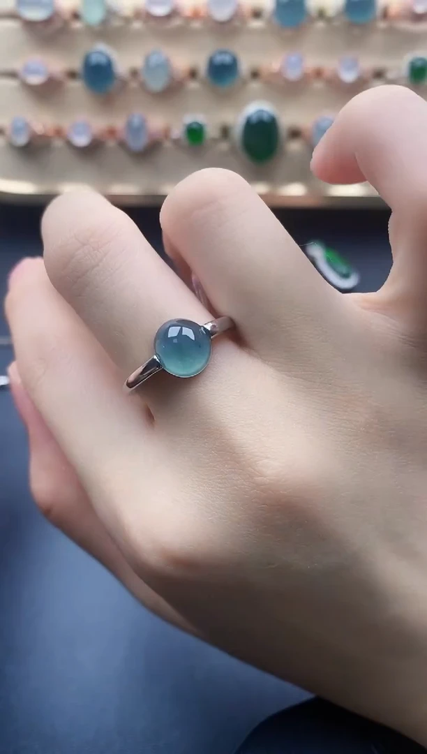 翡翠戒指银S925镶嵌一物一证一礼盒