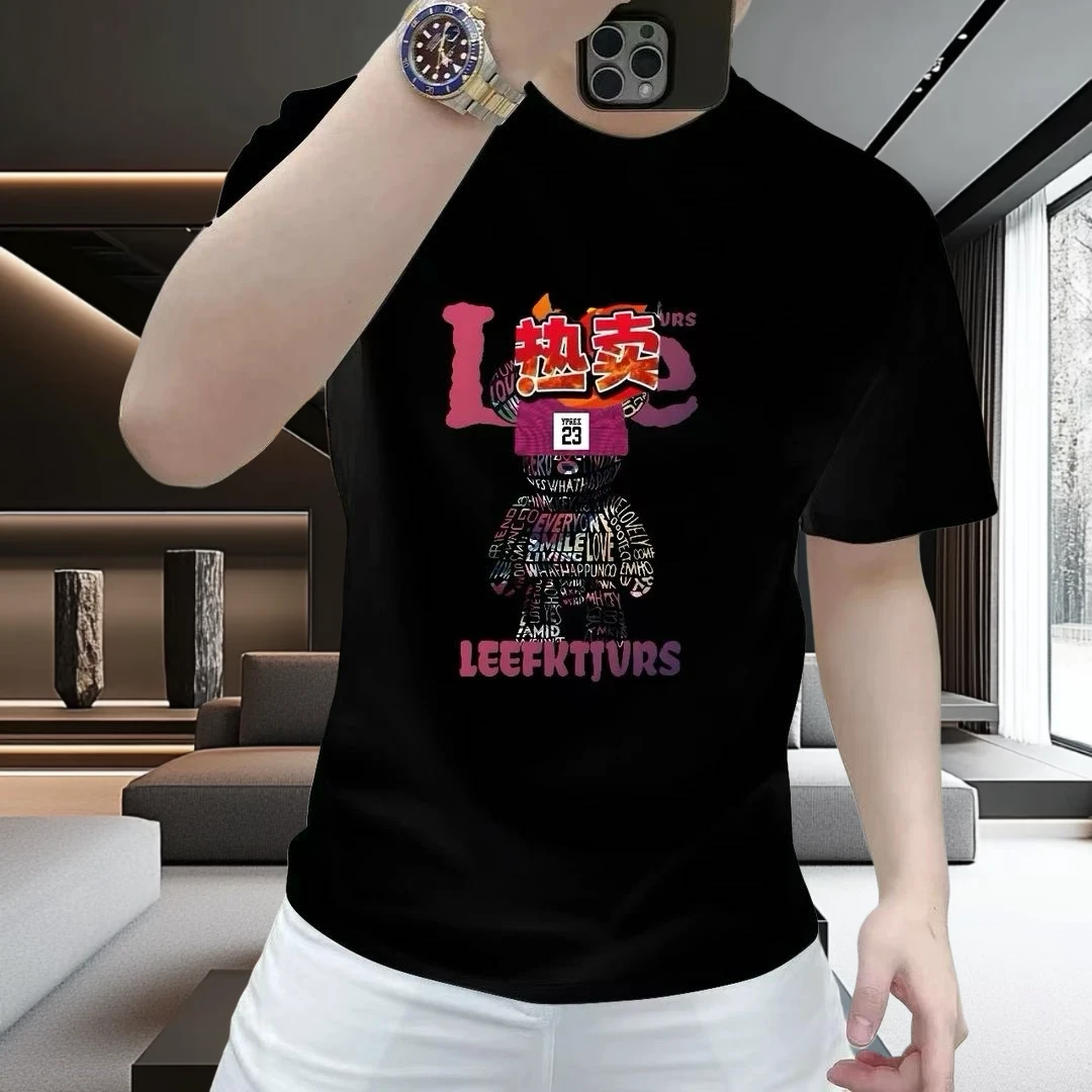 2025新款美式痞帅重磅潮流印花短袖T恤青年夏季款ins潮牌时尚上衣
