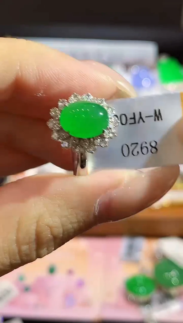 翡翠戒指18K金镶嵌YS多样性发其一