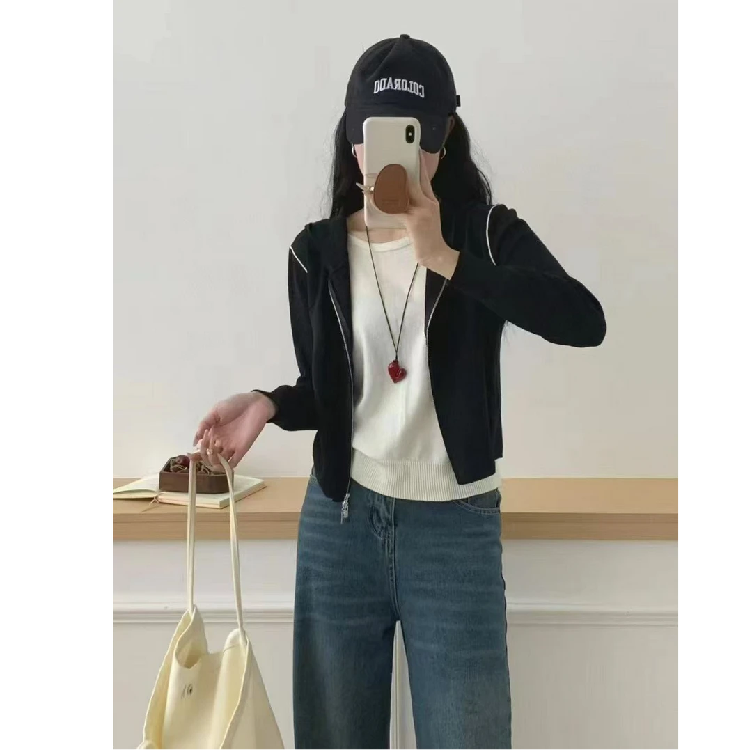 格子推荐~春季新款韩系连帽假两件设计感上衣S93A01