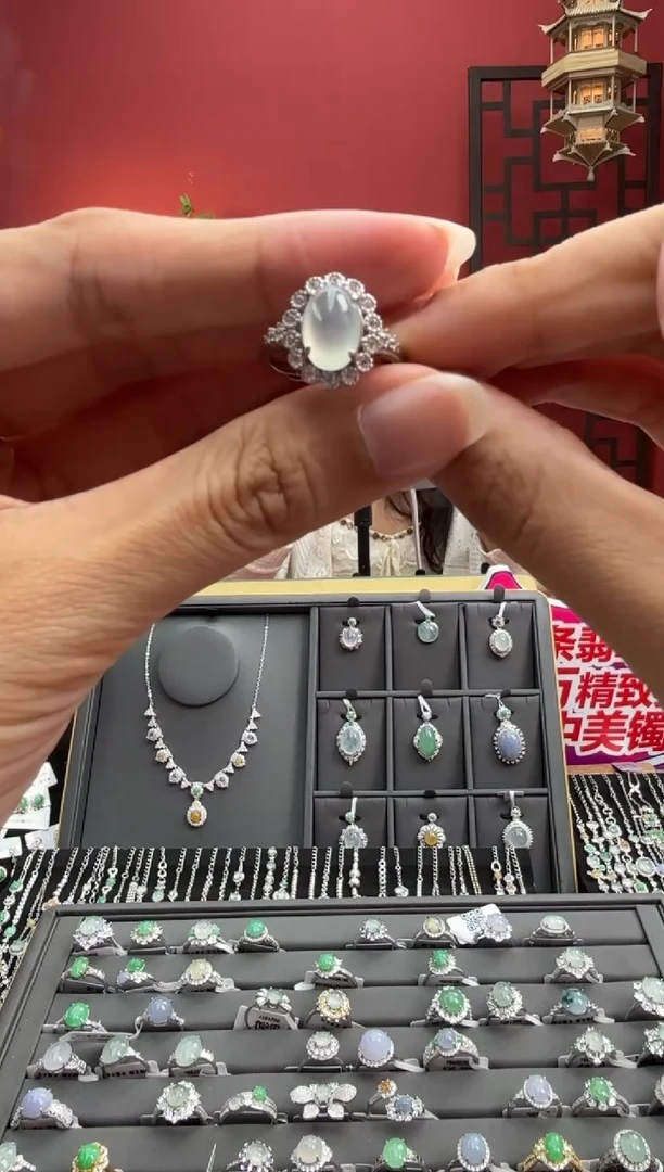 银S925镶嵌戒指翡翠002163r