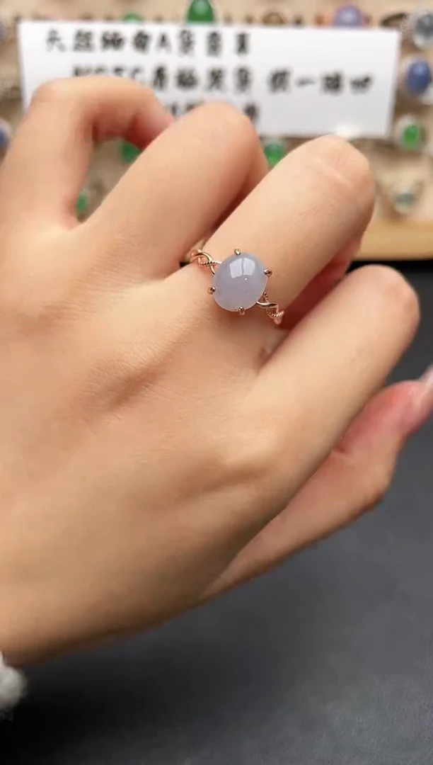 银S925镶嵌戒指翡翠一物一证一礼盒