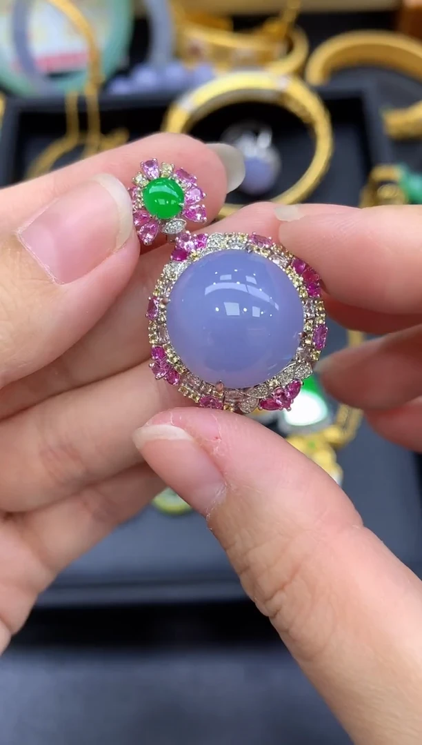 颈饰18K金镶嵌翡翠773-中国好珍宝