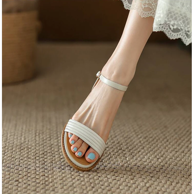 李大龙-平底春季新款简约风粗跟凉鞋鞋舒适女鞋2911