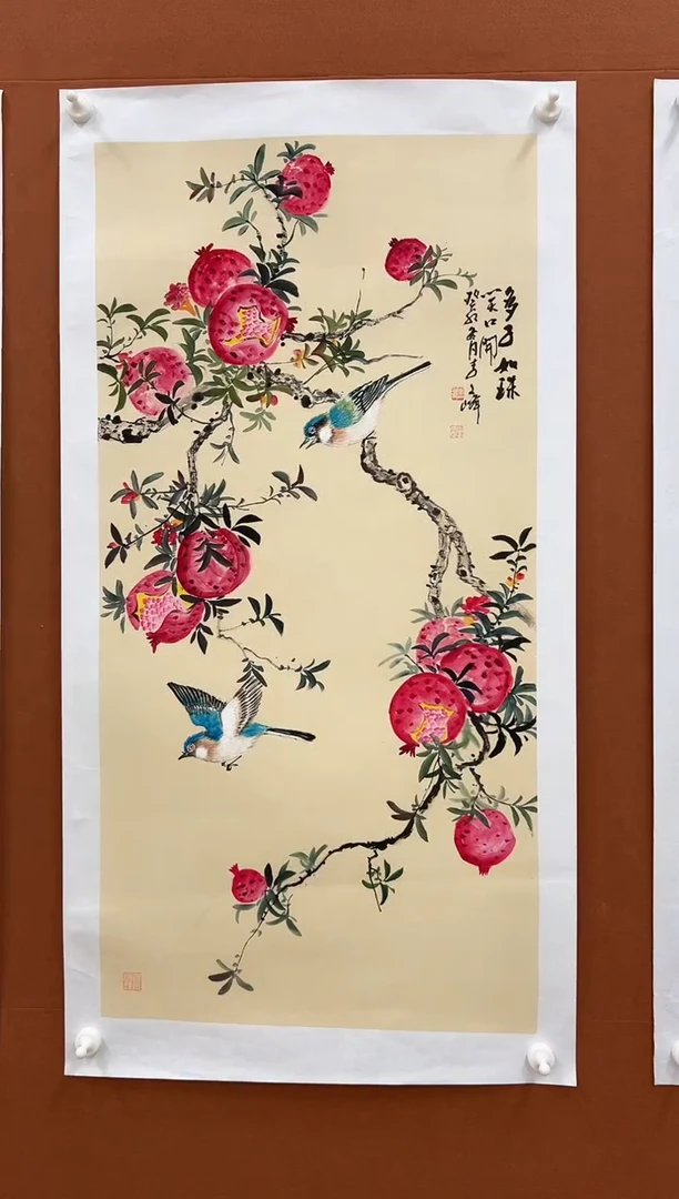 国画李文峰三尺整张没骨花鸟