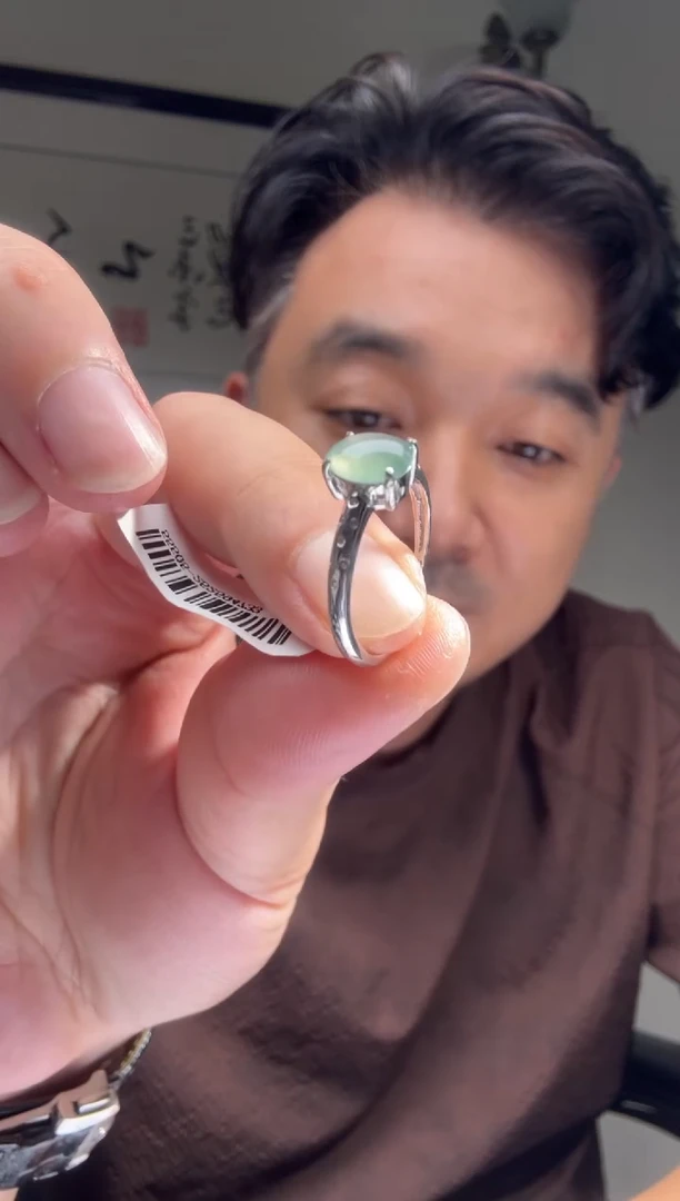 翡翠戒指银S925镶嵌天然翡翠【19722】