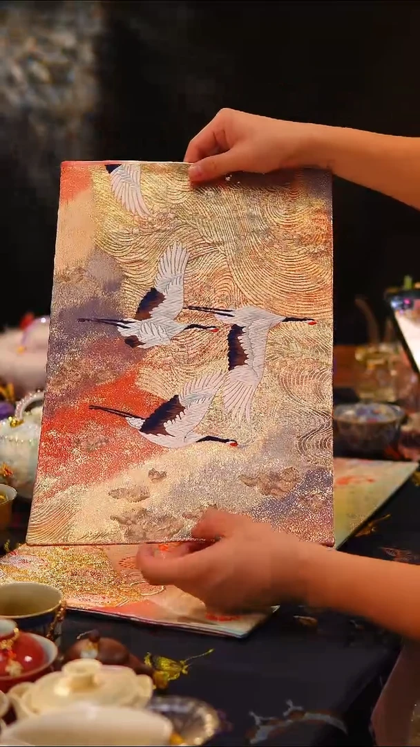 053西阵织西阵织44*29cm云中鹤微瑕