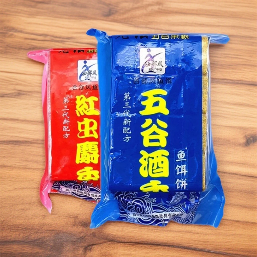 西部风方块饵料五谷酒香红虫麝香鱼饵饼菜粕饼 一件32袋