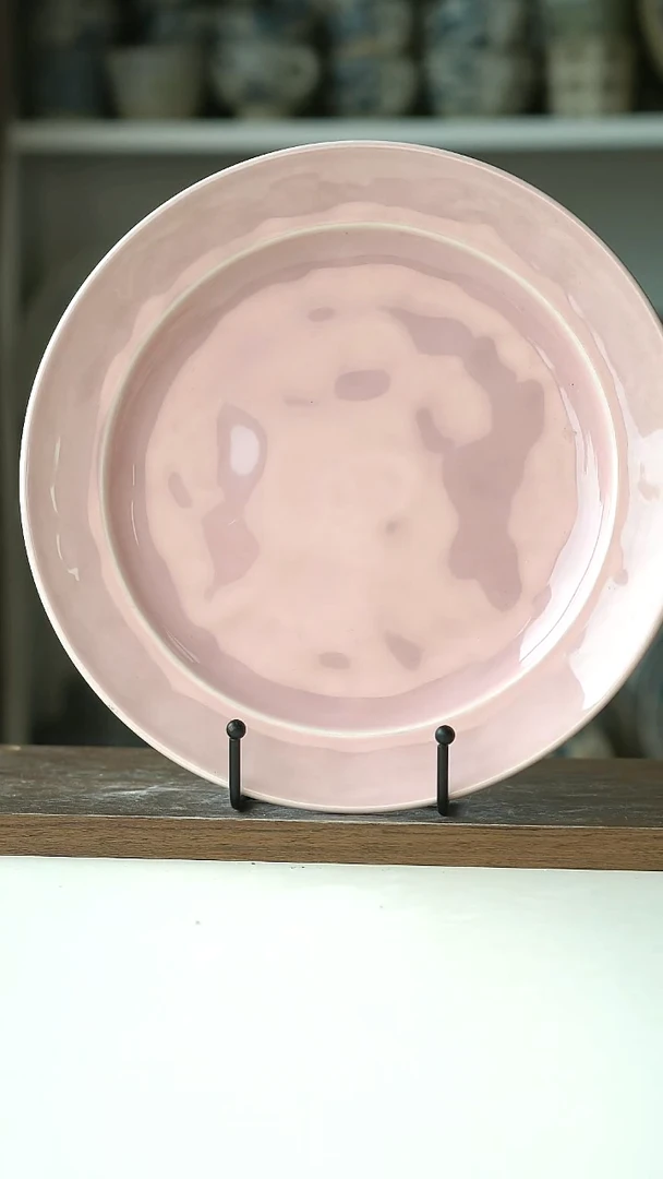 微瑕出美PD珊瑚粉手捏手作餐盘24.5cm@4-2@