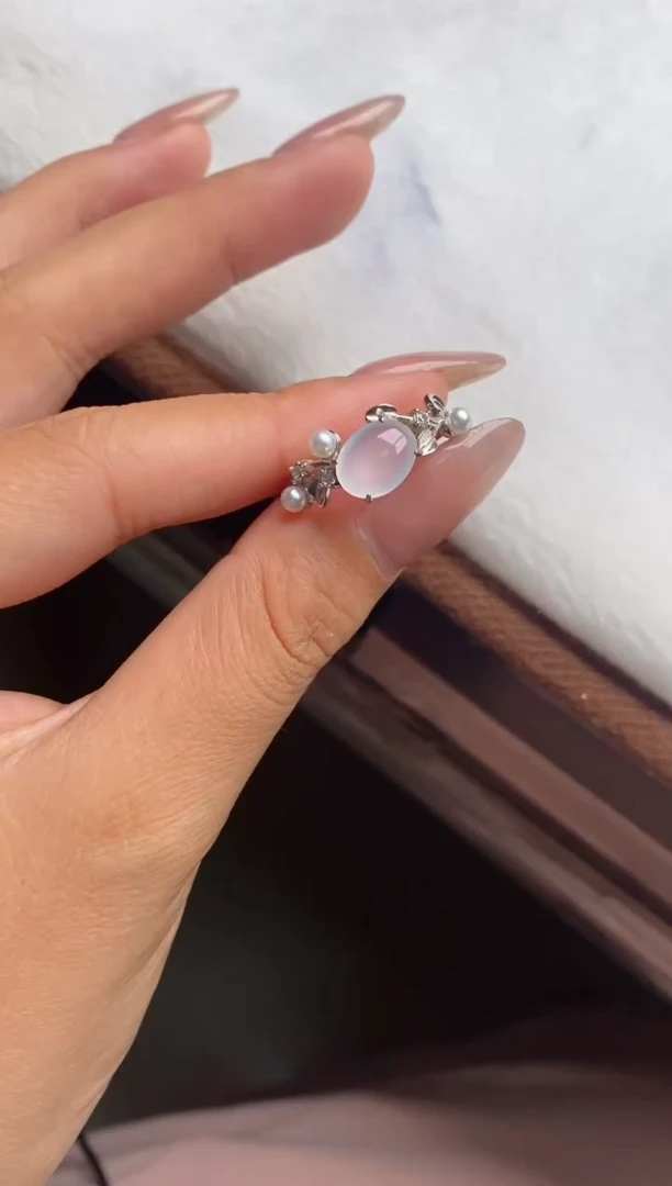 翡翠戒指银S925镶嵌天然A货翡翠