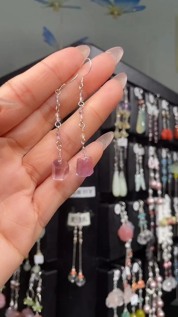 紫晶耳饰银S925镶嵌#* #.