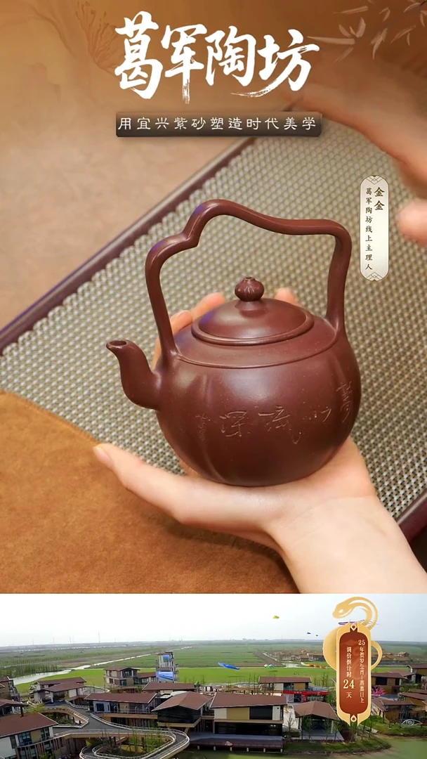 茶壶紫砂浦*塞葛秋儿《行知提梁》