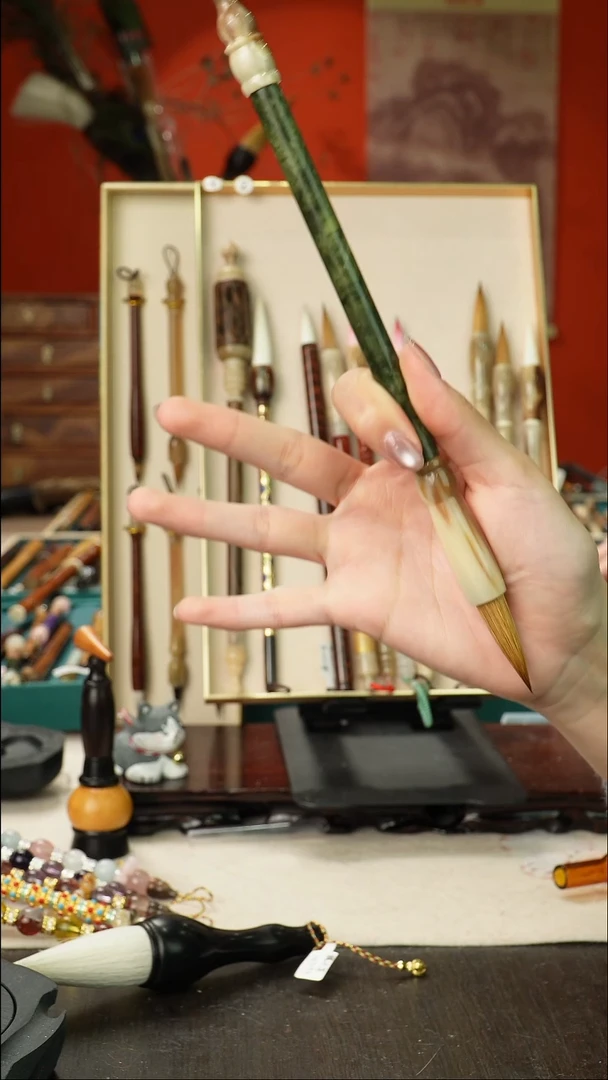 43号孤品高货毛笔链接 清水试笔 蘸墨不退