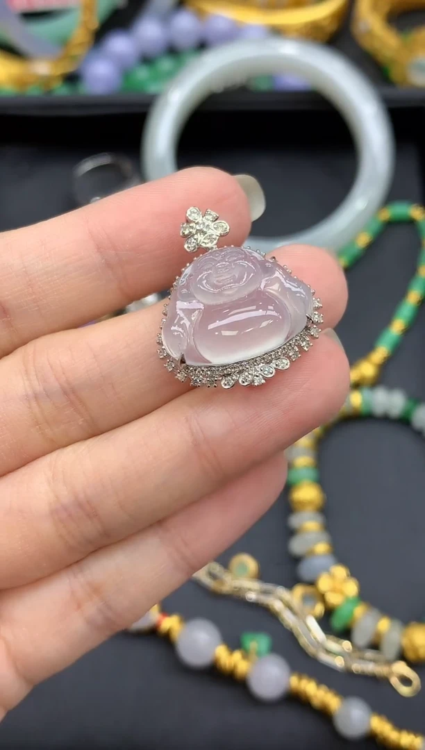 颈饰18K金镶嵌翡翠508-中国好珍宝