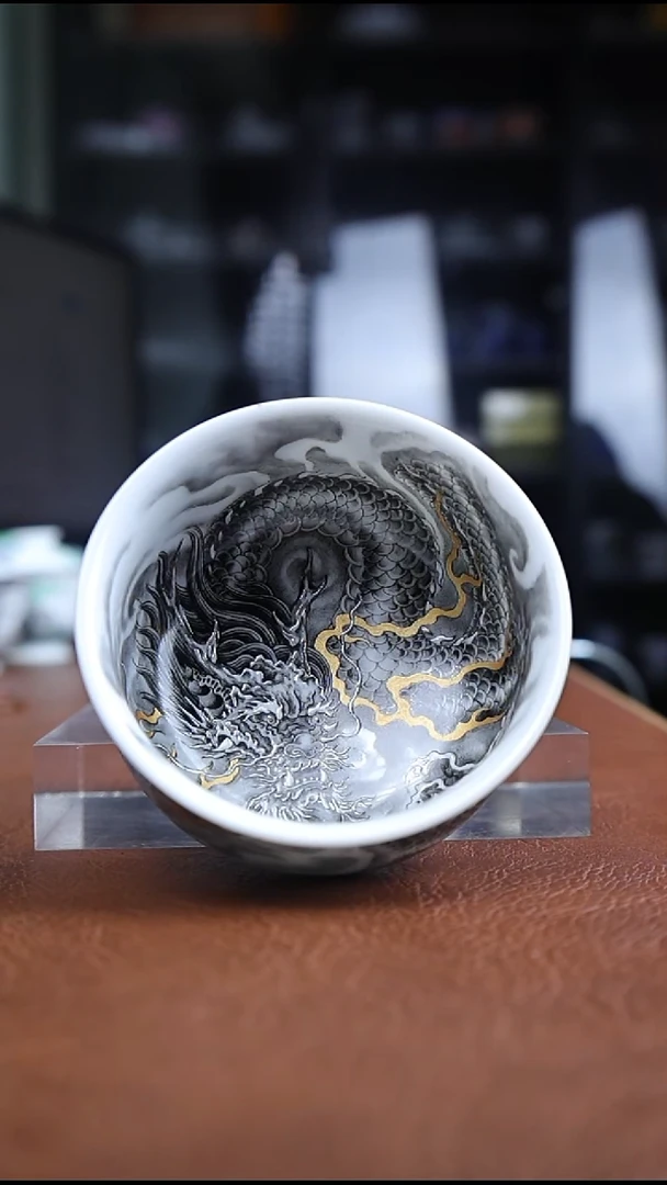 景德镇全手绘墨龙小如式杯