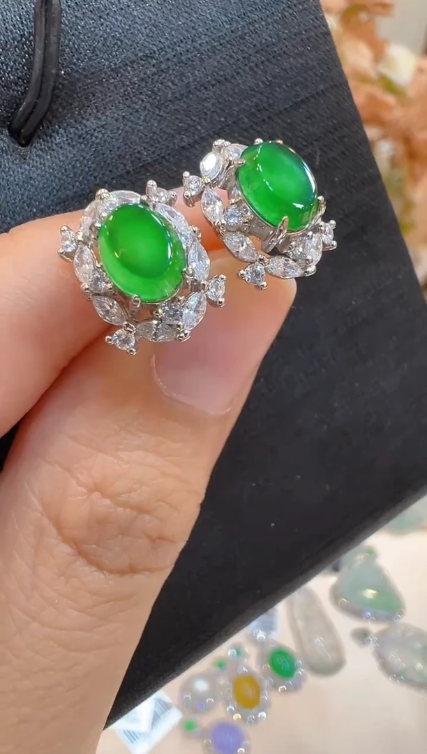 翡翠银S925镶嵌耳饰多样性团购发一件