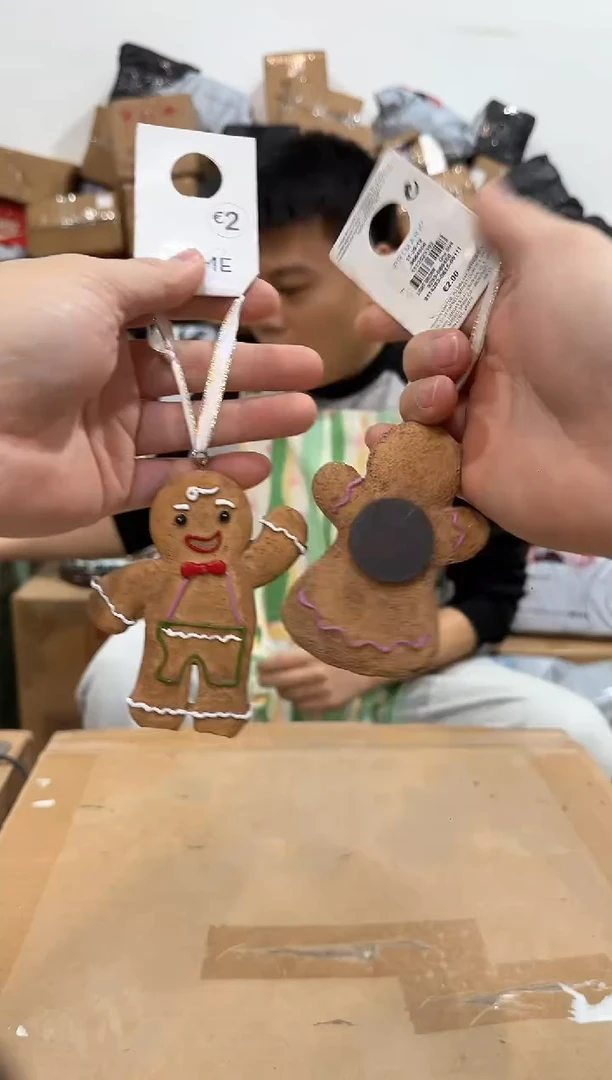 瓷片姜饼人挂件冰箱贴2件套