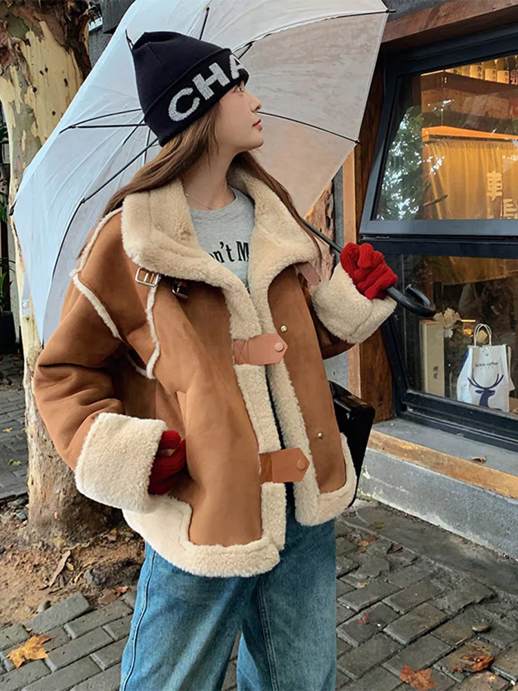 【666】1115/9085/1136 花朵秋冬保暖拼色女老钱风短外套秋冬装大衣